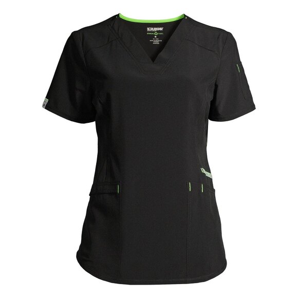 NWT Scrubstar Womens Scrub Top Size XS Moisture Control 4-Way Stretch Black - Picture 6 of 6